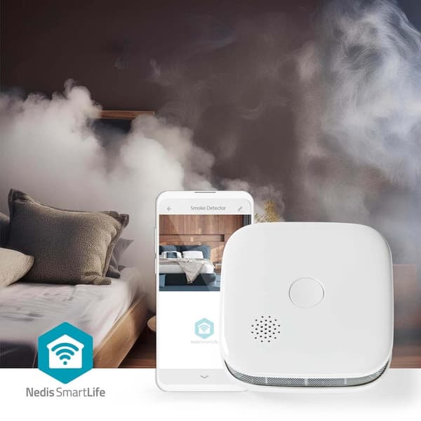 SmartLife røykvarsler | Wi-Fi | Batteridrevet | Sensorens livssyklus: 10 år | EN 14604 | Maks. batterilevetid: 24 måneder | 85 dB | Hvit | 1 stk