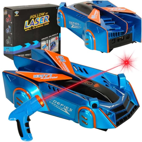 RC bil laserstyret autokørsel på væggen på laserblå