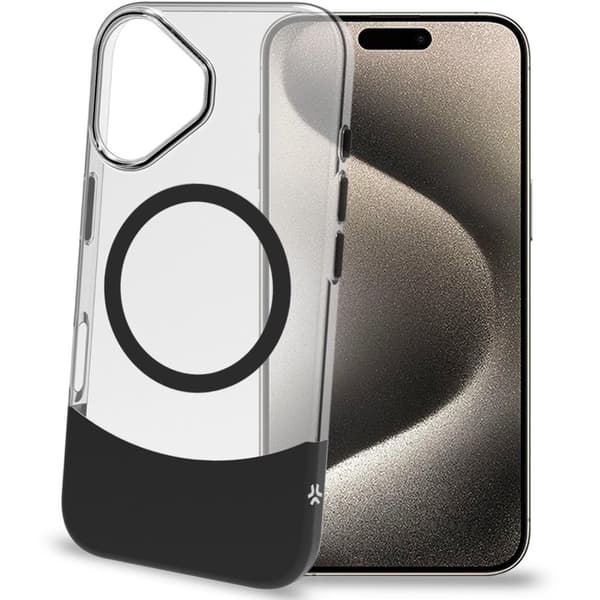 Magdual MagSafe -yhteensopiva kotelo iPhone 16 Black + Transparent