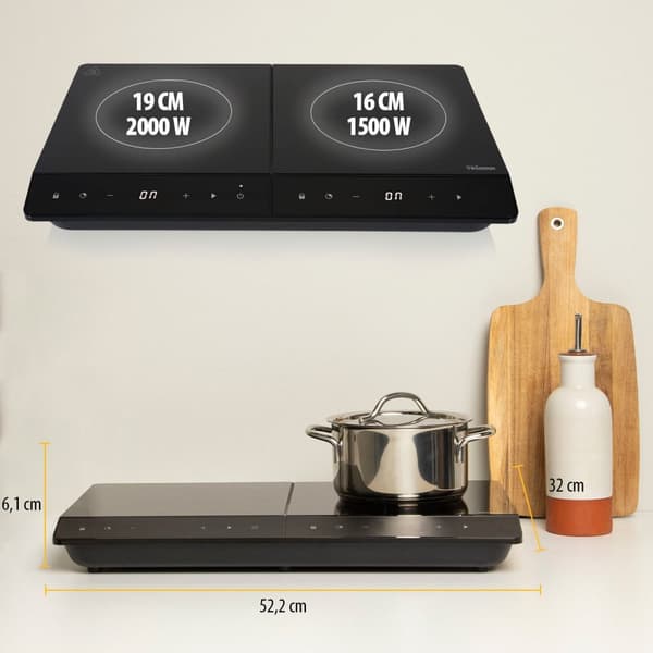Induktionsplade Dobbelt IK-6162 19&16cm LCD Touch
