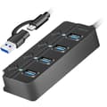 Pikkukuva 2 / 6: 4-porttinen USB-keskitin erillisillä päälle/pois-painikkeilla USB-C/USB-A USB 3.2 Gen1:ssä