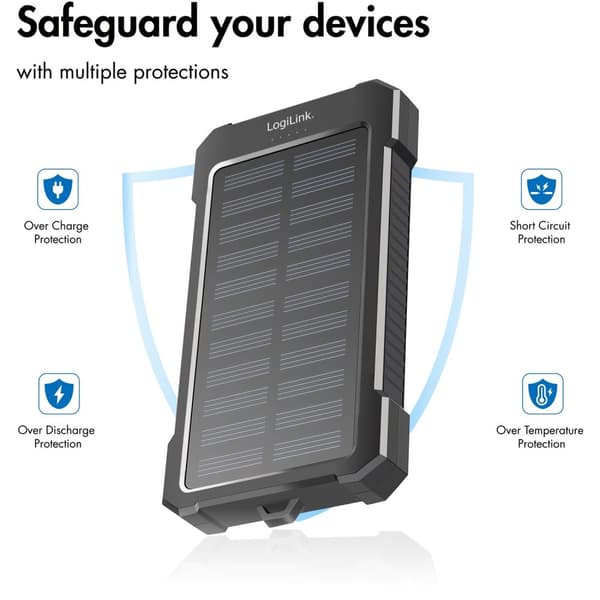 Solar Powerbank 10 000 mAh 2xUSB-A + USB-C inn/ut 12W