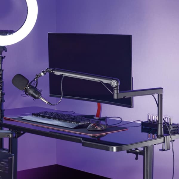 Professionel studiemikrofonarm med kabelstyring Aluminium Sort
