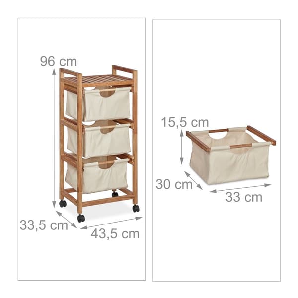 Baderomshylle med 3 skittentøyskurver beige