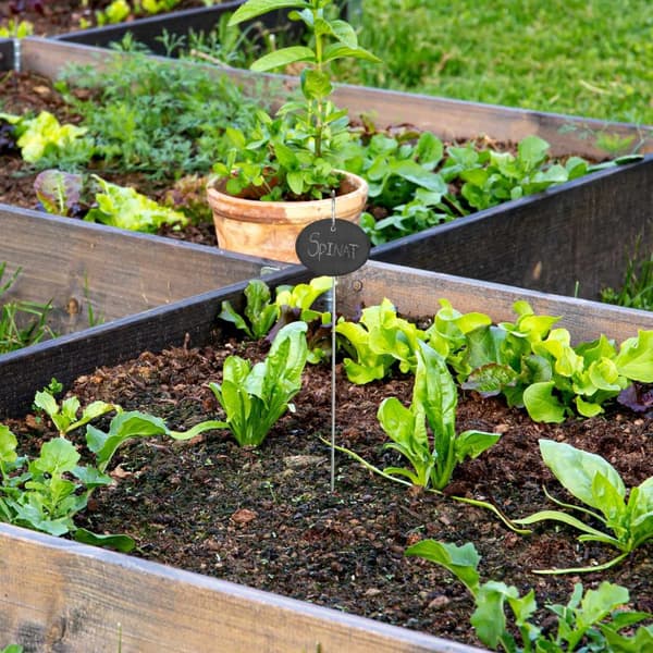 12 ovale planteskilt laget av skifer