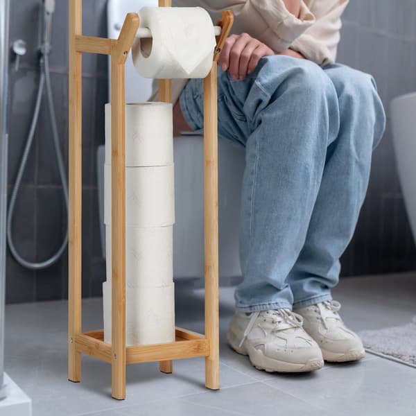 Toiletpapirholder i bambus Stående