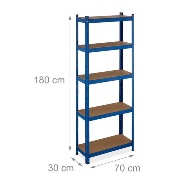 Blå robuste hylder med 5 niveauer