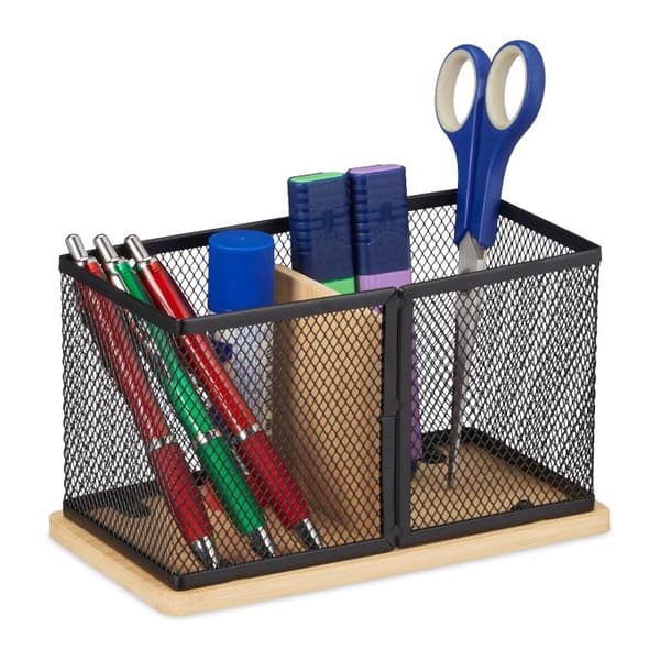 Penneholder i bambus og mesh