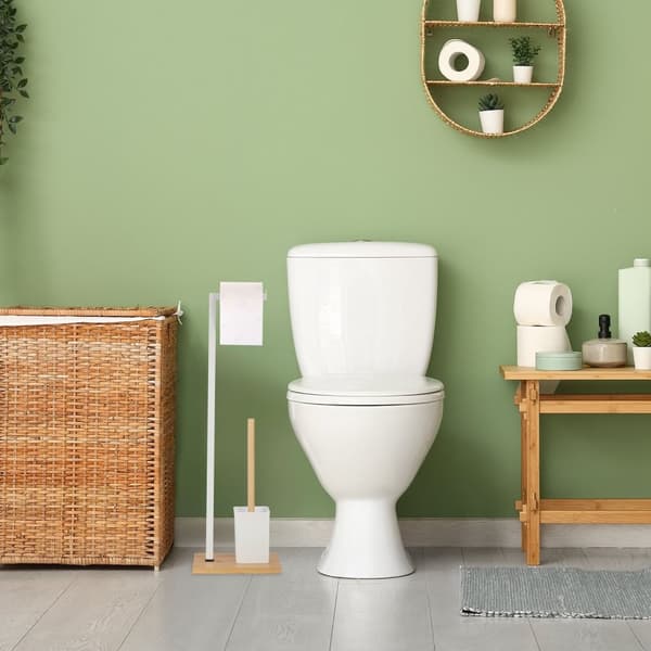 Toiletstol i bambus og rustfrit stål