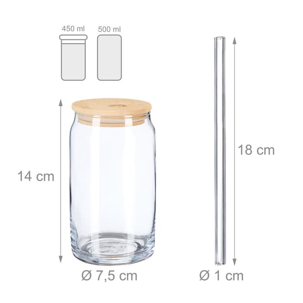 Drikkeglas med bambus låg, 4-pak