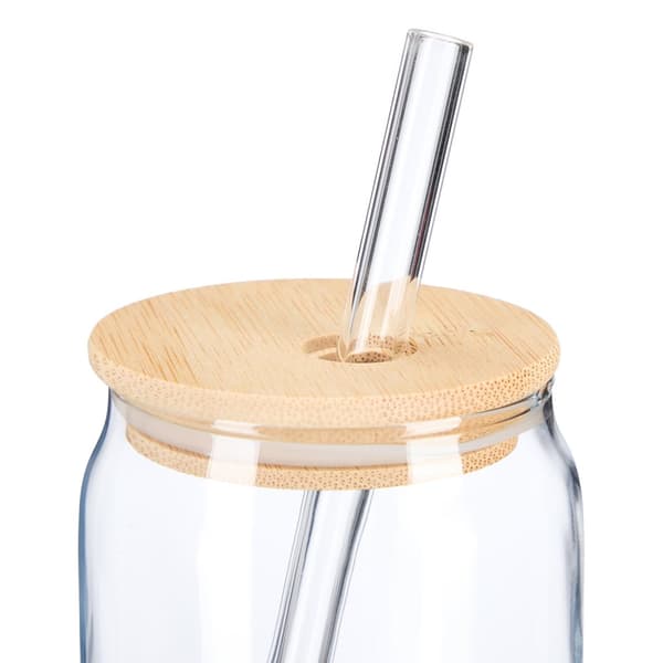 Drikkeglas med bambus låg, 4-pak