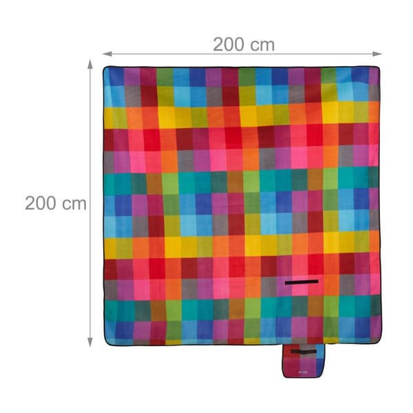 Piknikteppe 200 x 200 cm rutete