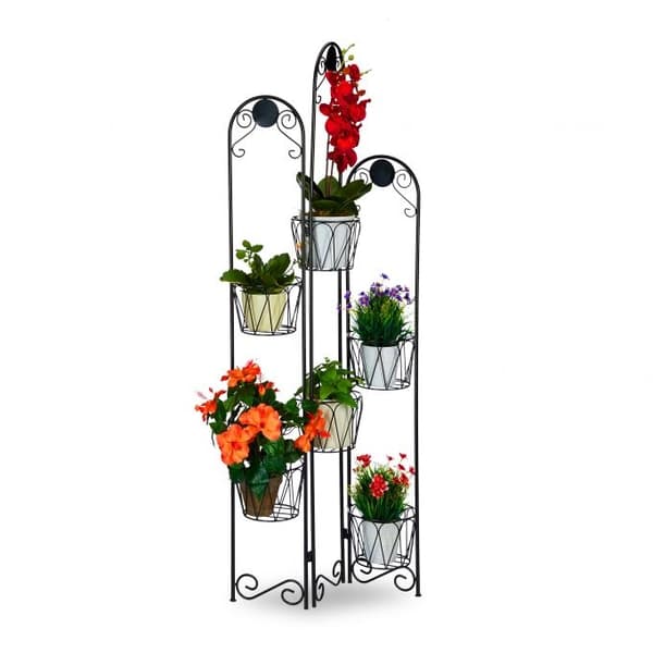 Sort blomstersokkel i metall