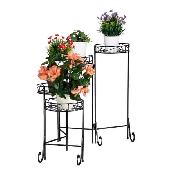 Sort blomstersokkel i metall
