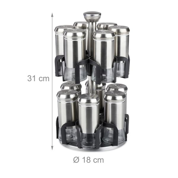 Krydderhylle med 12 glasskrukker