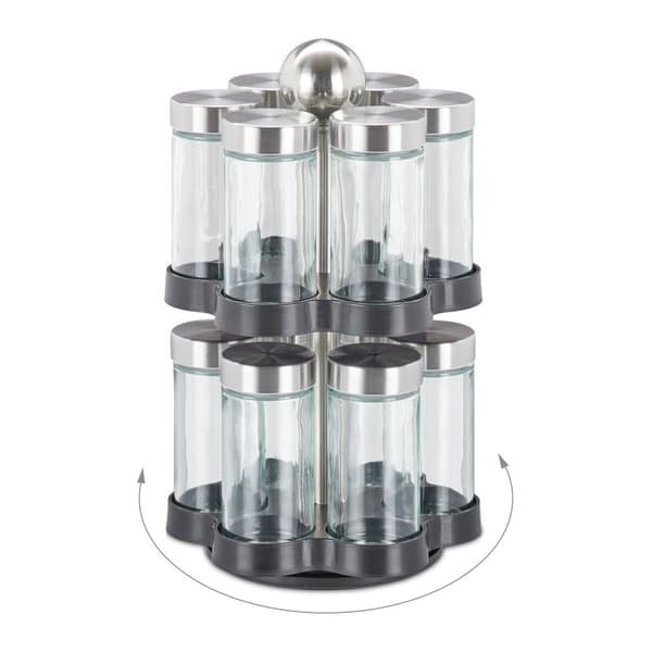 Krydderhylle med 12 glasskrukker