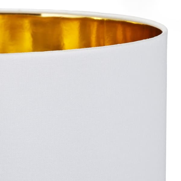 Trebent gulvlampe i hvitt og gull