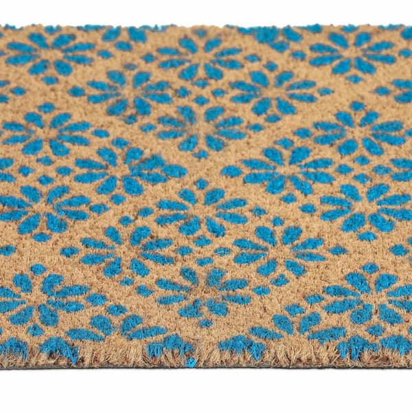 Dørmåtte kokosfiber med blomstermønster