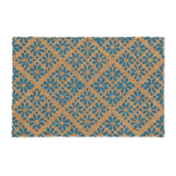 Dørmåtte kokosfiber med blomstermønster