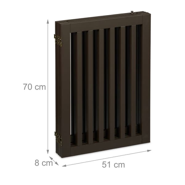 Brun säkerhetsgrind med dörr 70 cm