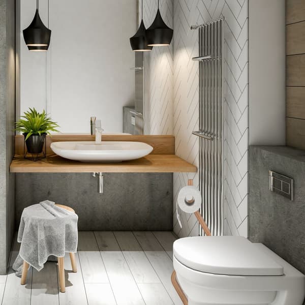WC stol stål & træ look