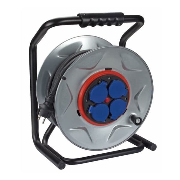 Profesjonell neopren kabeltrommel med anti-vri system - 25 M - 3G2.5 - 4 sokler - fransk stikkontakt