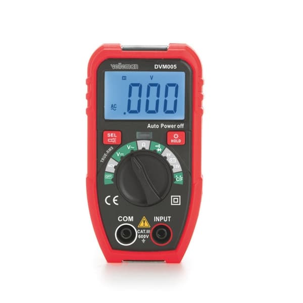 Liten robust digital multimeter - Cat Iii - 600 V - 7 funktioner