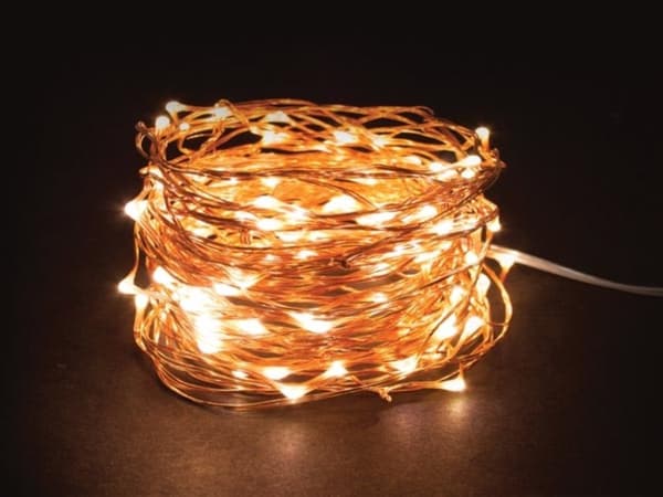 Microlight Led - 12 M - 120 varmvita lampor - Koppartråd - 4,5 V