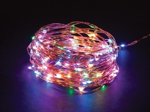 Microlight Led - 12 M - 120 flerfargede lamper - Kobbertråd - 4,5 V
