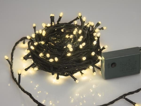 Sparkle Light Led - 12 M - 160 varmhvite lamper - Grønn ledning - Modulator
