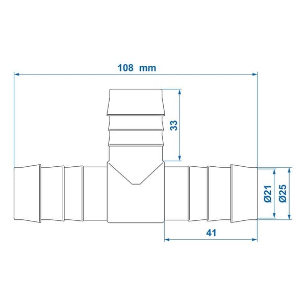 Vesiletkun liitin T-kappale 25mm per kappale