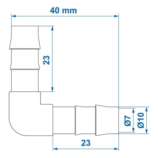 Vesiletkun liitin 90 astetta 10mm per kappale