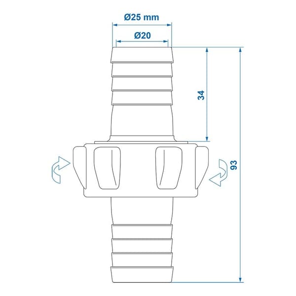 Vannslangekobling 25mm pr stk