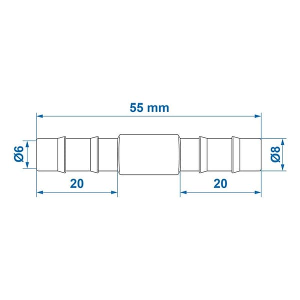 Vesiletkun liitin suora 8mm per kappale