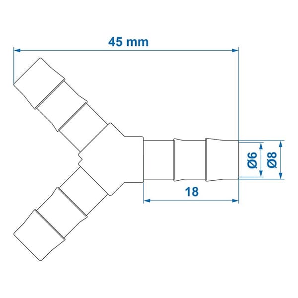 Vesiletkun liitin Y-kappale 8mm per kappale