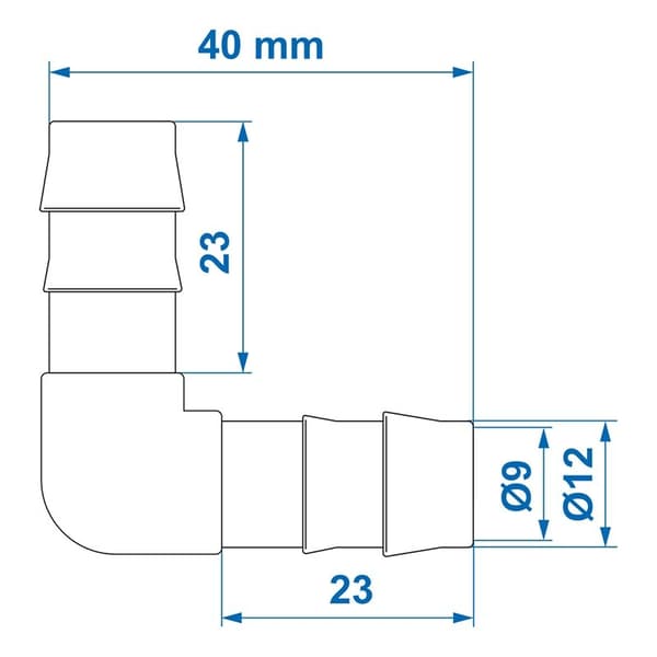 Vesiletkun liitin 90 astetta 12mm per kappale