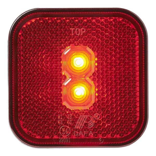Bakre positionslykta 12/24V röd 65 x 65 mm LED