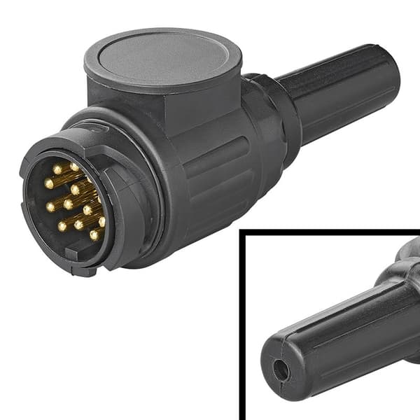 Plugg 13-pins PVC type Jaeger med 1-hulls gjennomføring