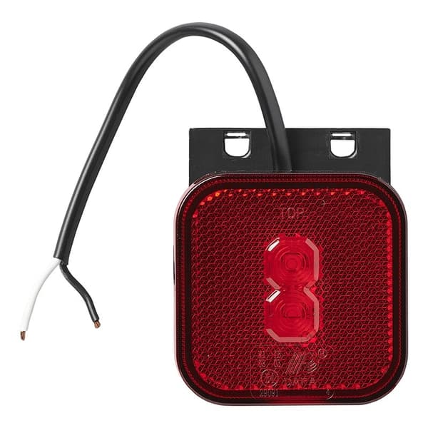 Posisjonslys bak 12/24V rød 65 x 65 mm LED med holder