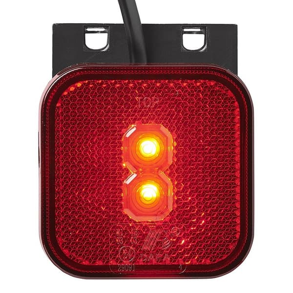 Posisjonslys bak 12/24V rød 65 x 65 mm LED med holder