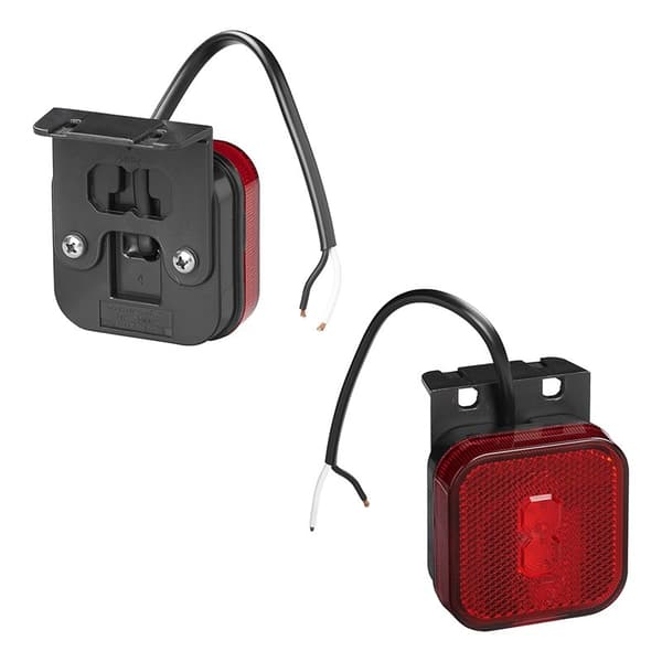 Posisjonslys bak 12/24V rød 65 x 65 mm LED med holder
