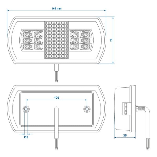 Baklykta 5 funktion 225 x 105 mm 43LED vänster