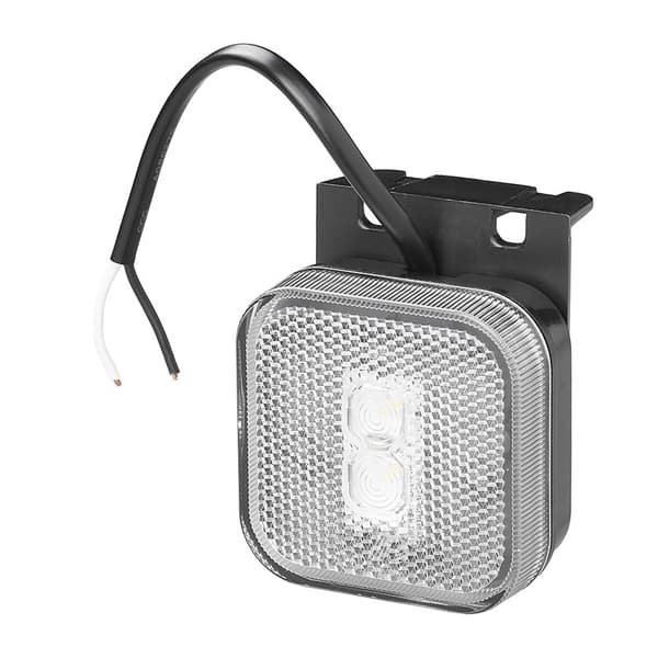 Främre positionslampa 12/24V vit 65 x 65 mm LED med hållare