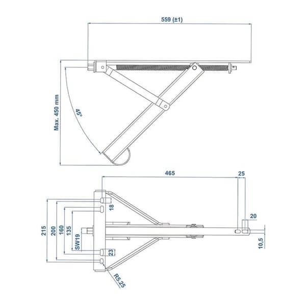 Kulma vakaa 450 kg 559 x 278 mm K: 450 mm