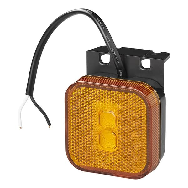 Sidemarkeringslygte 12/24V rav 65 x 65 mm LED med holder