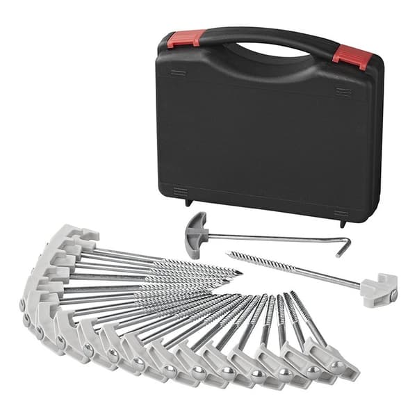 Teltplugg 20 cm metall Heavy Duty med plastkrok - sett med 20 stk. i tilfelle