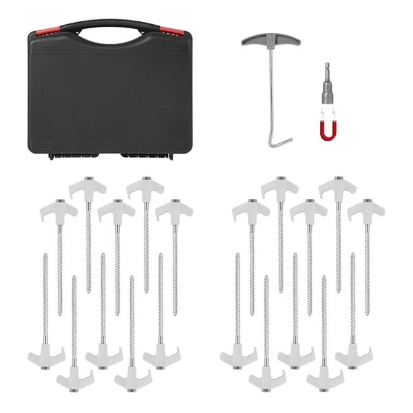 Teltplugg 20 cm metall skrubar med plastkrok og skruehode - sett med 20 stk. i tilfelle