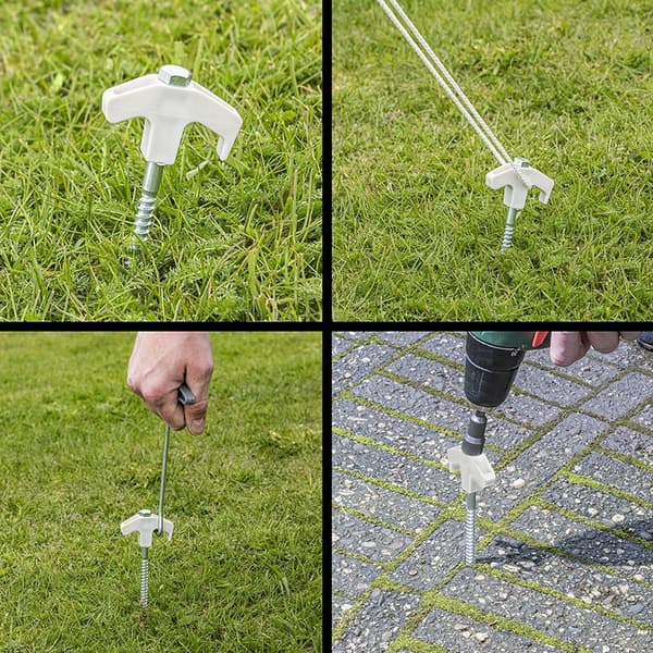 Teltplugg 20 cm metall skrubar med plastkrok og skruehode - sett med 20 stk. i tilfelle