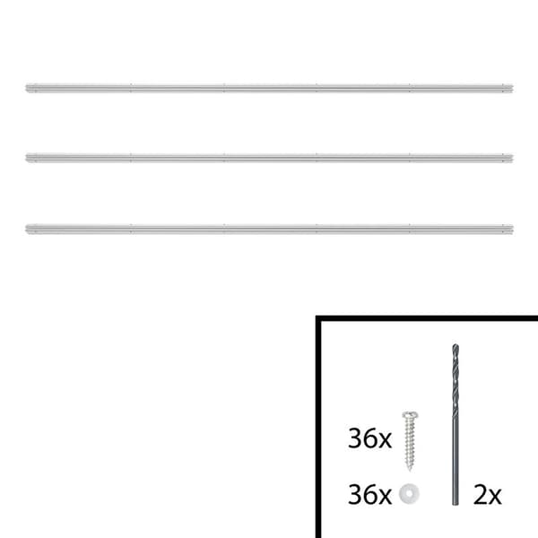 Teltskinne aluminium 90° 120 x 2,5 cm selvklebende - sett med 3 stk.
