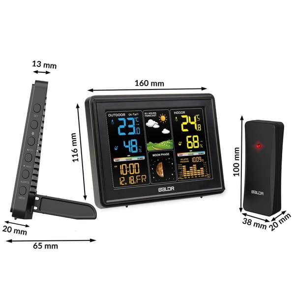 Vejrstation med display BD-907 sort